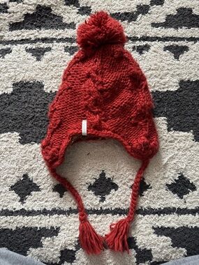 Turtle Fur Burnt Orange Knit Pom-Pom Earflap Hat